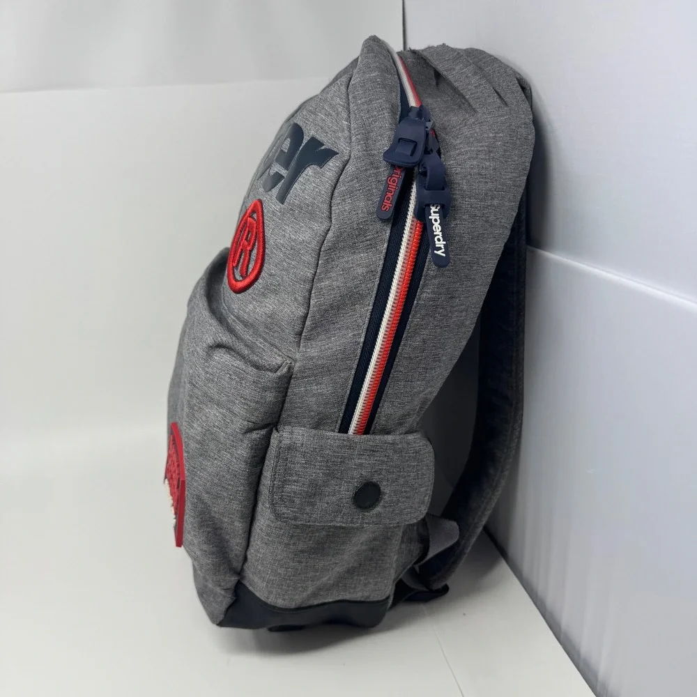 Superdry Japan Outdoor Originals Backpack Grey Blue Red Laptop Bag Commuter Pack